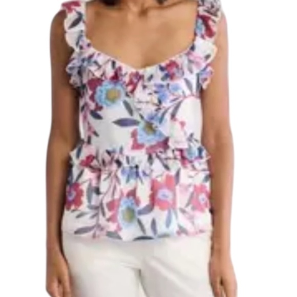 French Connection Babydoll Floral Ruffle Tank - Picture 1 of 7